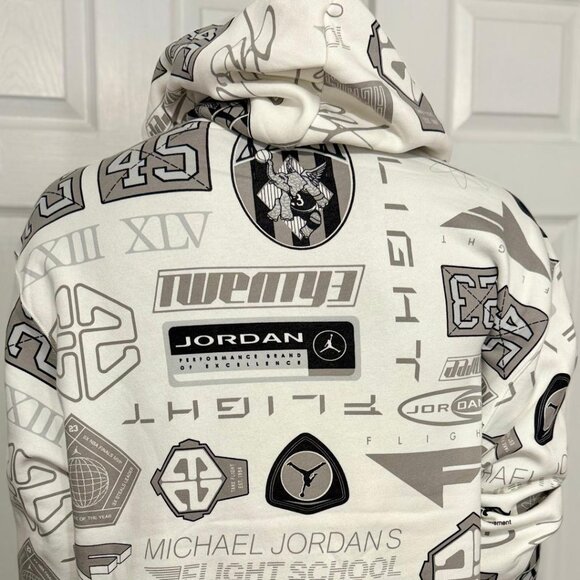 *NEW* Nike JORDAN ESSENTIALS PRINTED PULLOVER HOODIE SAIL (HM7254 133) XL & Lrg - Picture 7 of 7